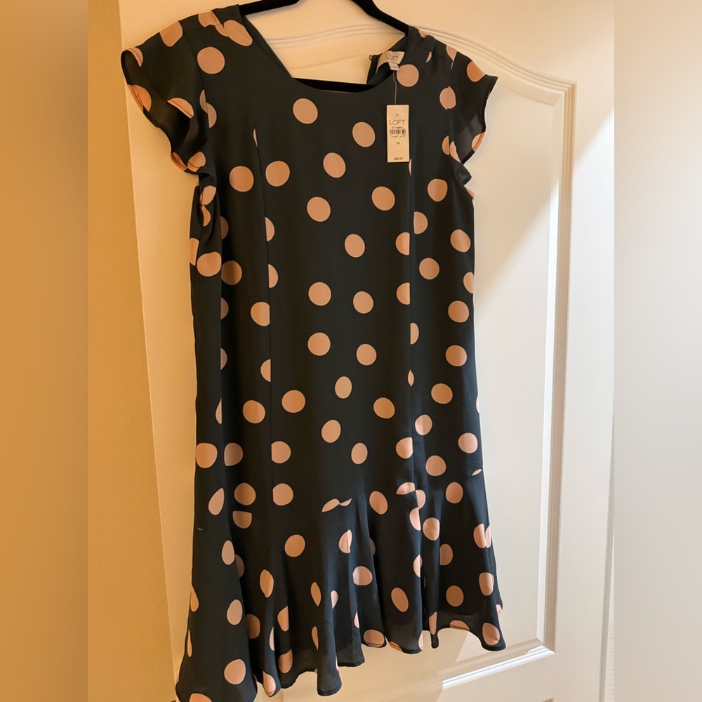 LOFT Black Dress with Pink Polka Dots - Mini